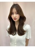 韓国ヘア/くびれヘア/顔まわりカット/前髪あり/シースルーバング