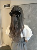 プルエクステベージュヘアアレンジ