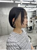 美髪シアーカラーピンクブラウンショートカット切りっぱなしボブ