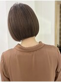 縮毛矯正くびれヘアアプリコットオレンジハイライトカラーボブ