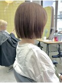 タッセルボブ切りっぱなしボブ外ハネボブベージュダブルカラー