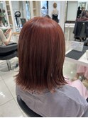 【ブリーチ1回以上】切りっぱなしボブほんのりオレンジピンク