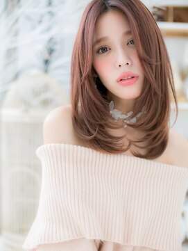 モッズヘア 越谷(mod's hair) 大人可愛いセンターパート小顔ピンクブラウンc5越谷20代30代40代