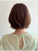 ミニボブ/外ハネボブ/ベージュカラー/透明感カラー
