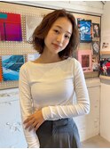 切りっぱなしボブ ミニボブ ベージュボブゆるふわボブ