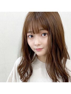 モンド ヘアクリエーション 西田店(monde hair creation) 【monde】ゆるふわヘア×オン眉バング×アプリコットブラウン