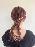 編み下ろしヘアセット×ツインアレンジ
