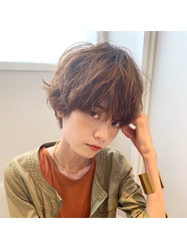 ジエクト 本店(The Ect) くせ毛風×マッシュショート×ベージュカラー