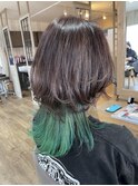 #ウルフレイヤー#グリーンカラー#オリーブカラー#インナーカラー