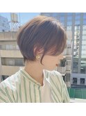 ショート×ハイライト白髪ぼかし×シルキーベージュ[心斎橋]