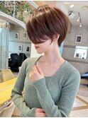 ショート×ハイライト白髪ぼかし×マチルダボブ[心斎橋]