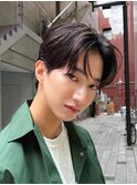 艶センターパートニュアンスパーマダークアッシュ韓国マッシュ