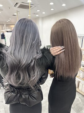 グレージュ×ミルクティーブラウン