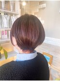 20代30代◎暖色ショートボブレイヤー艶髪ピンクブラウン