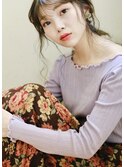 後毛多め　ローポニーアレンジ　大人カジュアル