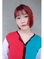 オーオ シカシカ(OOO YY)&nbsp;ブリーチなしダブルカラーで作るボルドー×ミニボブ