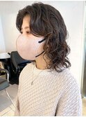 ミディアムパーマ_チェリーブラウンフェミニンロング_ba430162