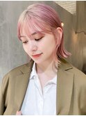 ぱつっと外ハネボブ_チェリーブラウンフェミニンロング_ba414392