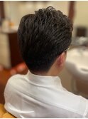 ハイライト/マッシュパーマ/アッシュブラック<理容室>[亀戸]