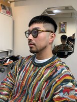 メリケンバーバーショップ フクオカ(MERICAN BARBERSHOP FUK)&nbsp;ハイライトマッシュパーマウルフアッシュブラック