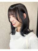韓国風顔周りレイヤー ブルーブラック