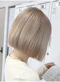 ダブルカラーミルクティーベージュカラーケアブリーチ韓国ボブ