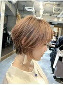 大人可愛い20代30代40代黒髪前下がりショートボブ丸みショート◎