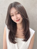 カバーヘア ブリス 志木南口駅前店(COVER HAIR bliss)&nbsp;夏カラーブリーチなし艶髪フレンチバングハッシュカットp川口