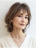 白髪ぼかし脱白髪染め似合わせショートボブ40代50代60代