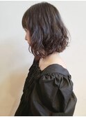 毛先に動きミディアムボブウェーブ/ボブパーマ/ニュアンスカラー