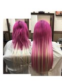 エクステで青みピンク×インナーカラーホワイト系☆☆