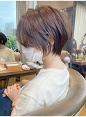くびれショート/マロンブラウン/大人ショートボブ/山口