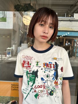 ヒュージ 三軒茶屋(huge) シースルーバングボブ_くすみカラー_ベージュカラー