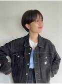 ハンサムショート前下がりボブ切りっぱなしボブニュアンスパーマ