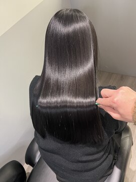 ジーニーホリエ(Geniee horie) 髪質改善XアッシュブラックX縮毛矯正Xレイヤーロング