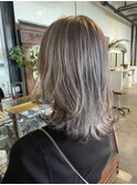 20代30代40代ダブルカラーホワイトミルクティー透明感裾カラー