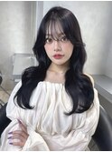  池袋 ラベンダーグレー 2wayバング 韓国ヘア 顔まわりカット
