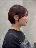 ショート/ダークパープル/顔周り/30代