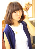 カットルームカラー 放出店&nbsp;王道の愛されフェミニンボブ×ナチュラルベージュ