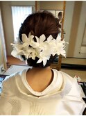 白無垢波ウェーブ＊生花アレンジ＊ヘアセット 結婚式二次会花嫁