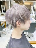 ミルクティカラーソフトツーブロックコンマヘアフェザーマッシュ