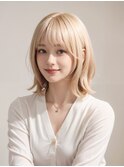 透明感抜群☆外ハネミディ