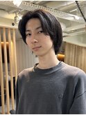 =メンズボブ/メンズロング/ダークアッシュ/ニュアンスパーマ