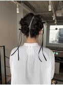 大人気20代30代◎結婚式成人式卒業式ツインアレンジリボンセット