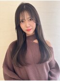 顔周りカット 髪質改善ストレート ダークブラウン 20代 艶髪
