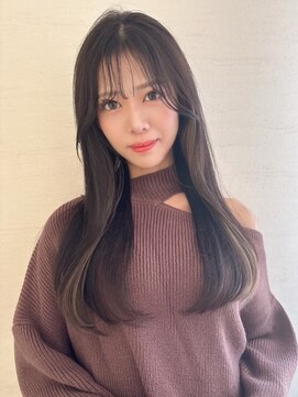ルイマダーナ 栄店(LOUIMADNA) 顔周りカット 髪質改善ストレート ダークブラウン 20代 艶髪