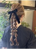 ツイン編みおろしヘアセット