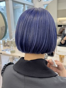 Goofy銀座/ブリーチダブルカラー/ブルーバイオレット/ミニボブ