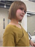 顔周りカット/縮毛矯正/ダークブラウン/コーラルピンク/ボブ
