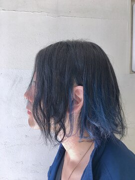ピエドプールポッシュ(PiED DE POULE POCHE) アンニュイなメンズスタイル　×　ブルー